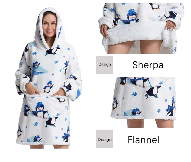 🐾 GiantHug 4Cats™ – Casaco Cobertor Oversized em Flanela Sherpa
💬 Sabe aquele cobertor que você ama? Agora ele tem mangas, capuz… e estilo.
