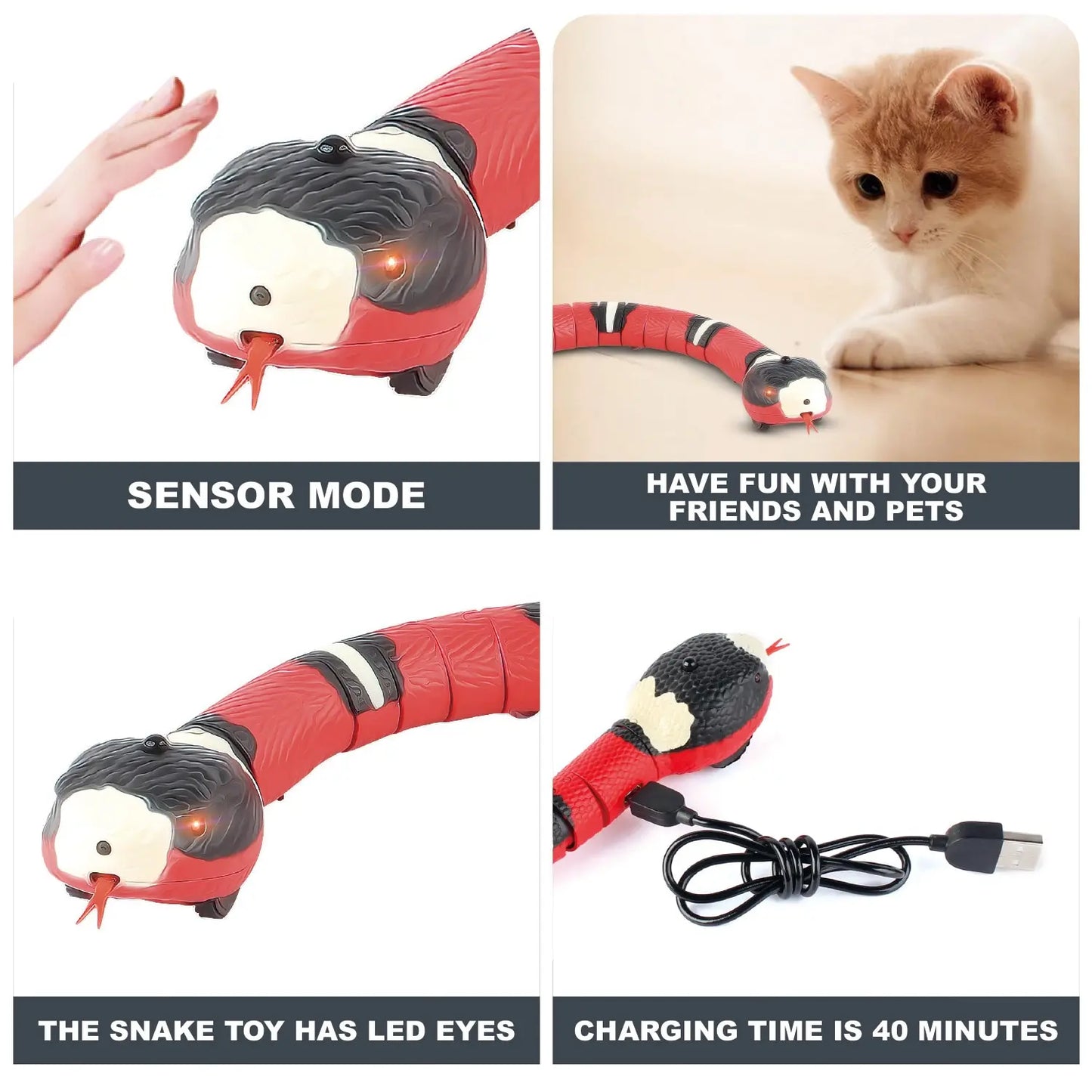 🐍 Brinquedo Interativo Cobra Eletrônica – Diversão Inteligente Para Gatos e Gatinhos!