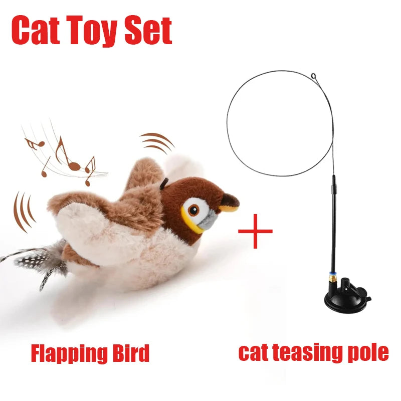 Pássaro de Pelúcia Interativo 4Cats – Brinquedo com Som, Movimento e Catnip Recarregável