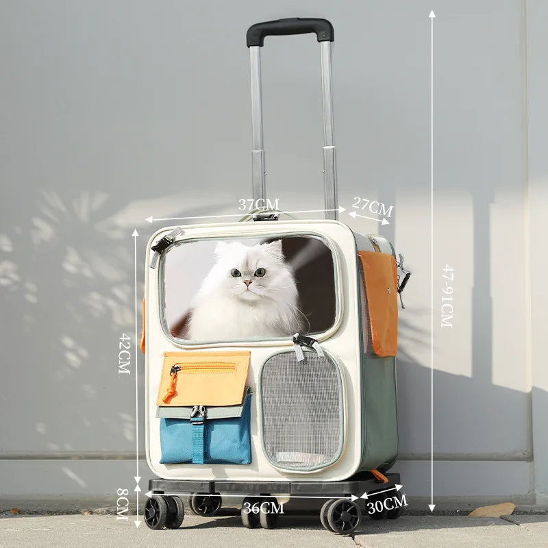 Mala Trolley para Gatos – Transporte com Rodinhas, Conforto e Estilo para Viagens