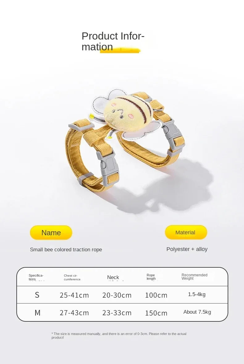 🐝 Conjunto de Coleira e Guia Abelhinha – Passeios Mais Seguros, Divertidos e Cheios de Estilo!