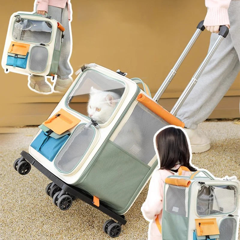 Mala Trolley para Gatos – Transporte com Rodinhas, Conforto e Estilo para Viagens