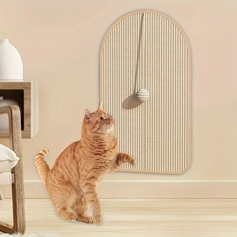 Sisal Cat Scratching Pad - Durable, Sofa-Safe Scratch Board with Playful Toy for Cats, Cat Mat