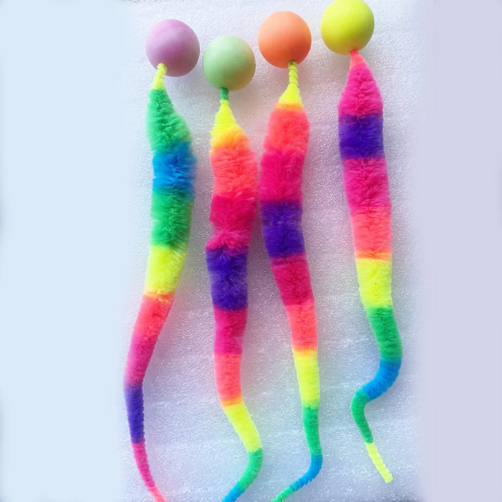 Brinquedo Interativo Lagartixa Jump para Gatos – Bolinha Colorida com Bicho Elástico Estimulante