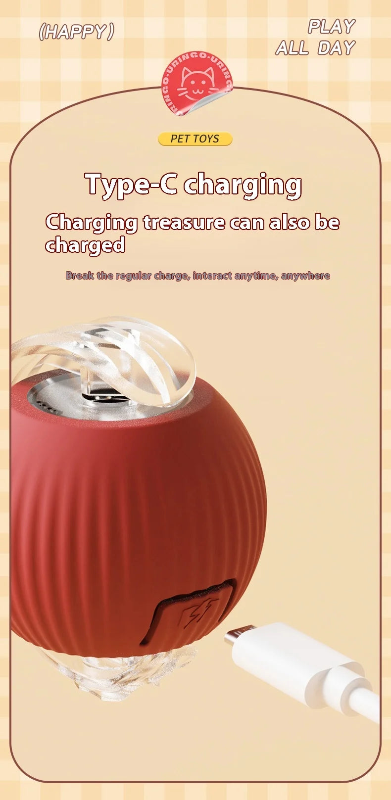 Bolinha Inteligente com Rabo – Brinquedo Recarregável que Simula Presa em Movimento