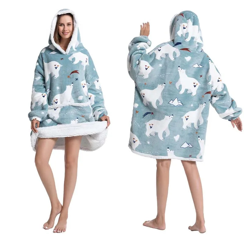 🐾 GiantHug 4Cats™ – Casaco Cobertor Oversized em Flanela Sherpa
💬 Sabe aquele cobertor que você ama? Agora ele tem mangas, capuz… e estilo.