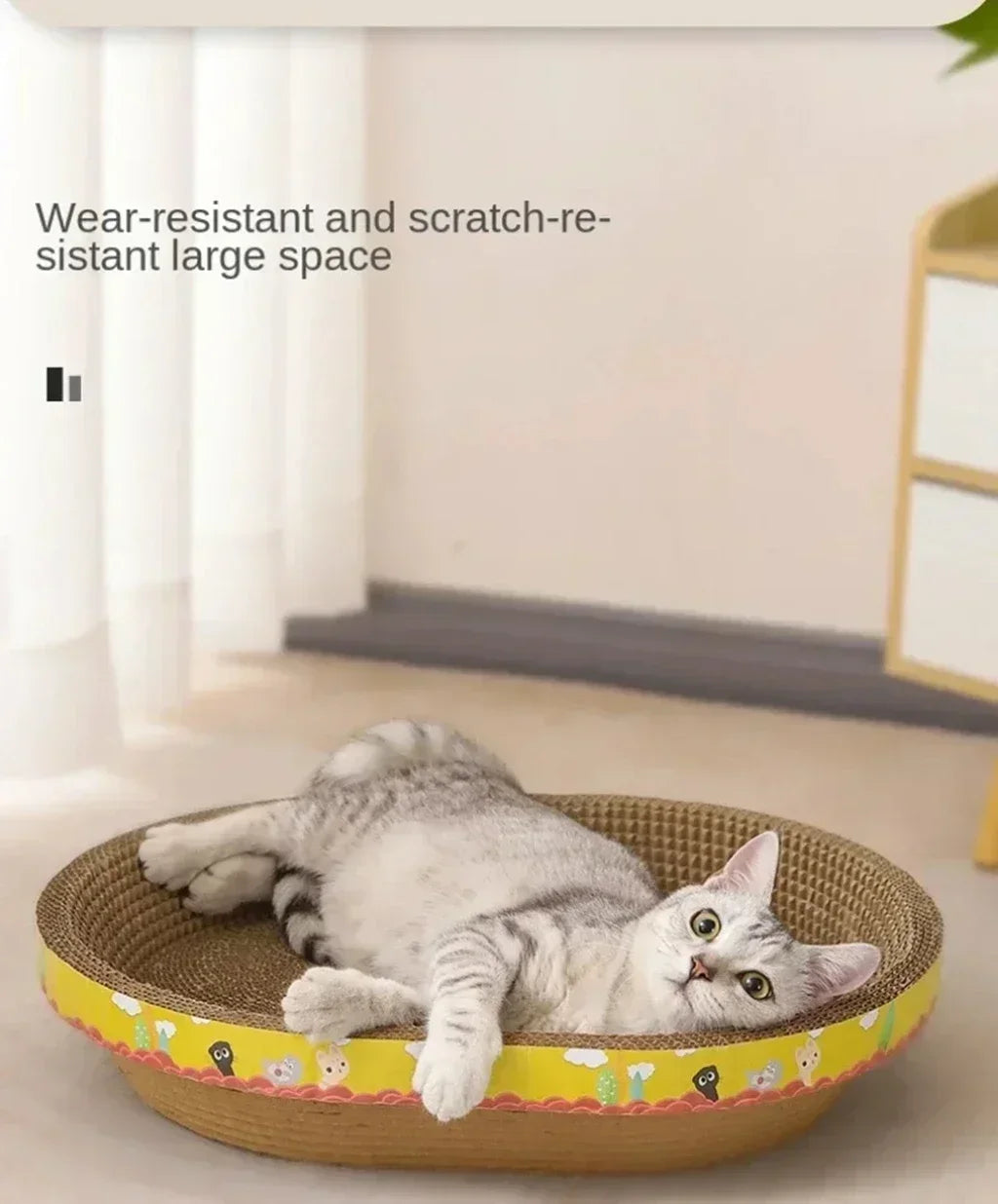 Arranhador Oval 2 em 1: Cama Confortável e Proteção de Móveis para Gatos!