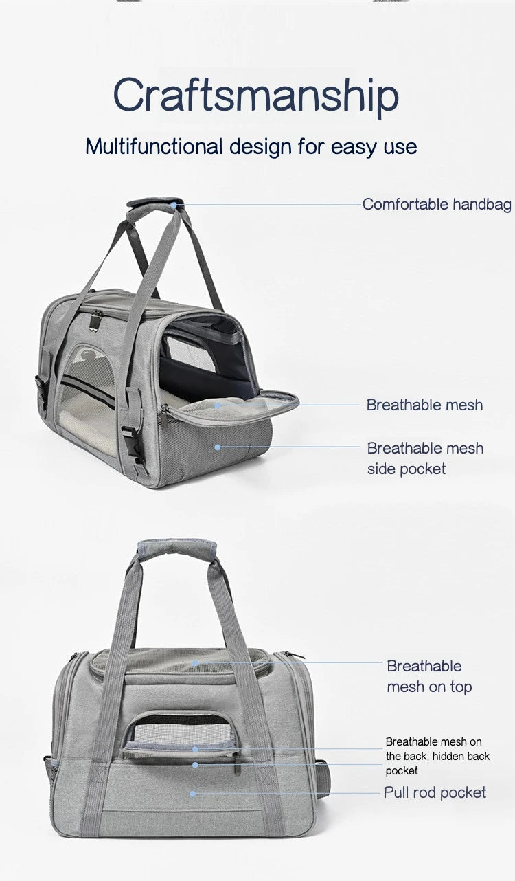 ✈️ Transportadora Portátil Respirável para Animais – Viaje com Segurança, Estilo e Tranquilidade!