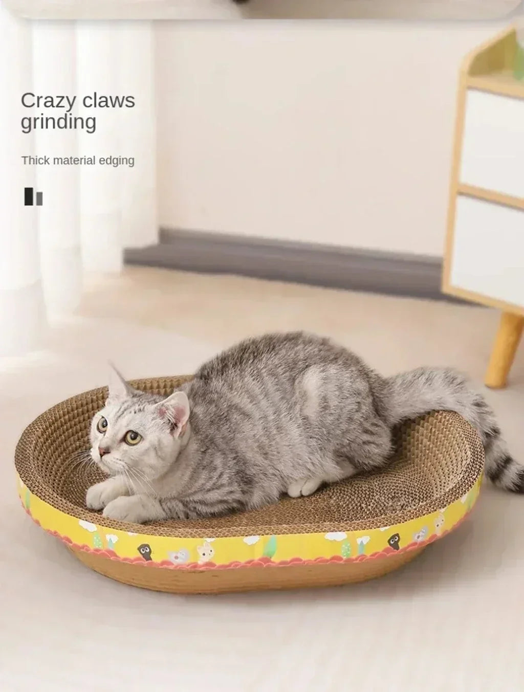 Arranhador Oval 2 em 1: Cama Confortável e Proteção de Móveis para Gatos!