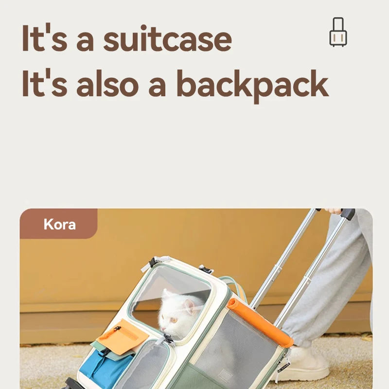 Mala Trolley para Gatos – Transporte com Rodinhas, Conforto e Estilo para Viagens