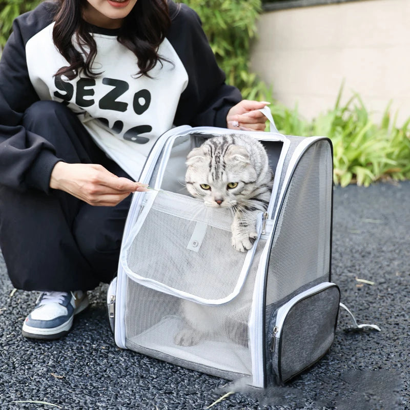 Mochila de Transporte para Gatos – Conforto, Segurança e Ventilação em Movimento (até 6kg)