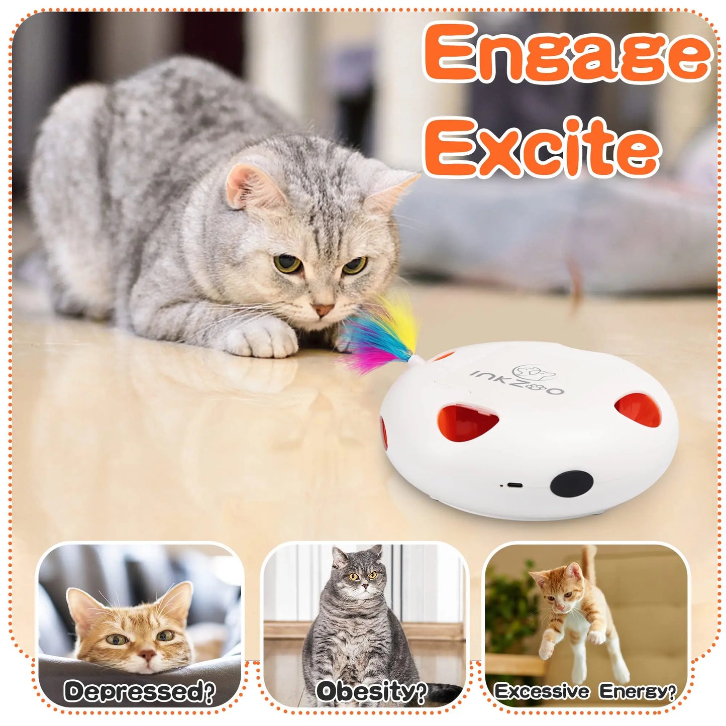 Caça eletrônica nível profissional: ratinhos que pulam aleatoriamente pra ativar o instinto felino e divertir por horas!