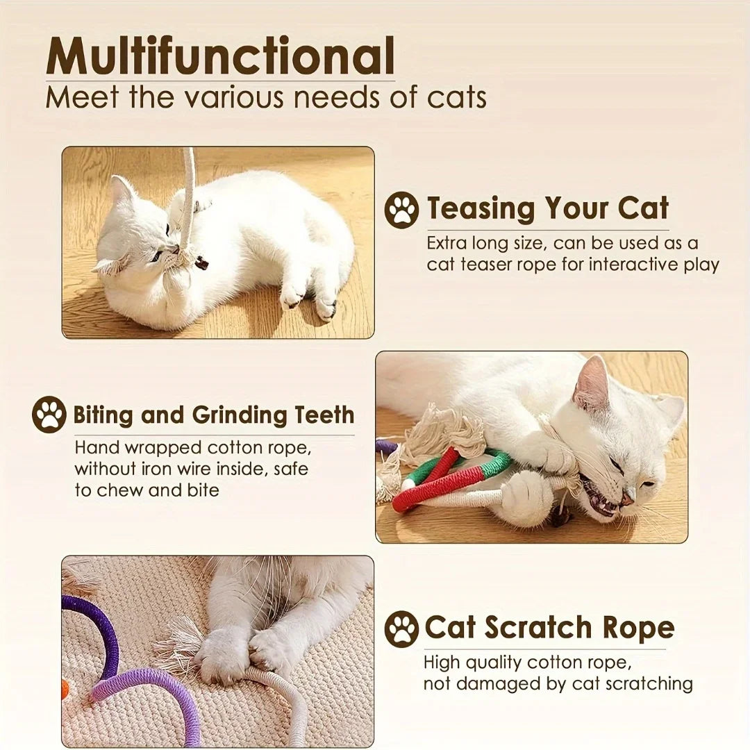 Brinquedo de Corda com Catnip – Limpeza Dental e Estímulo Natural para Gatos
