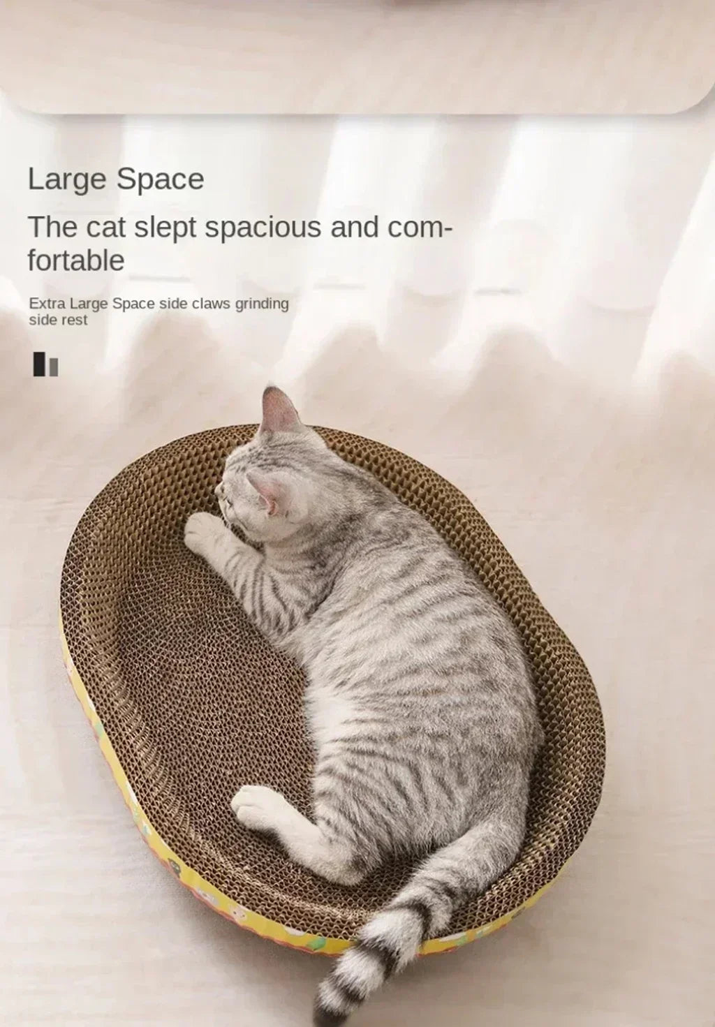 Arranhador Oval 2 em 1: Cama Confortável e Proteção de Móveis para Gatos!