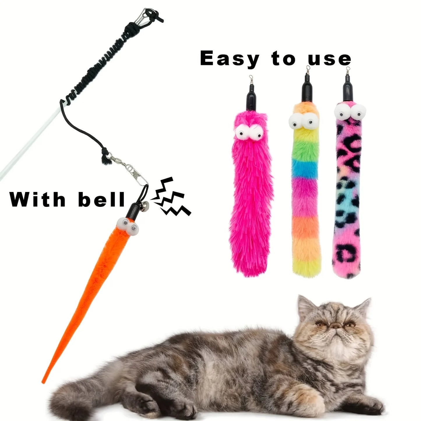 Caça Divertida 4Cats™ – Kit Interativo com 9 Brinquedos para Gatos (Varinhas, Penas e Minhocas)
