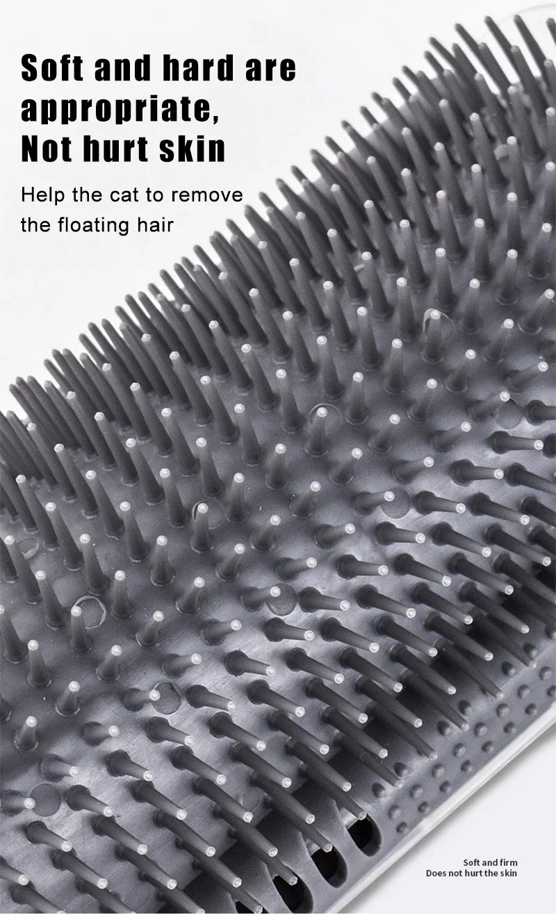 "Escova e Coçador de Canto para Gatos com Catnip: Auto-Massagem e Redução de Pelos para seu Felino Feliz"