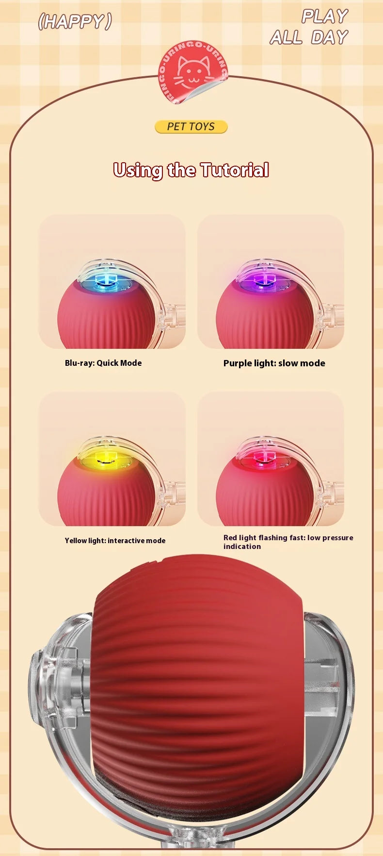 Bolinha Inteligente com Rabo – Brinquedo Recarregável que Simula Presa em Movimento