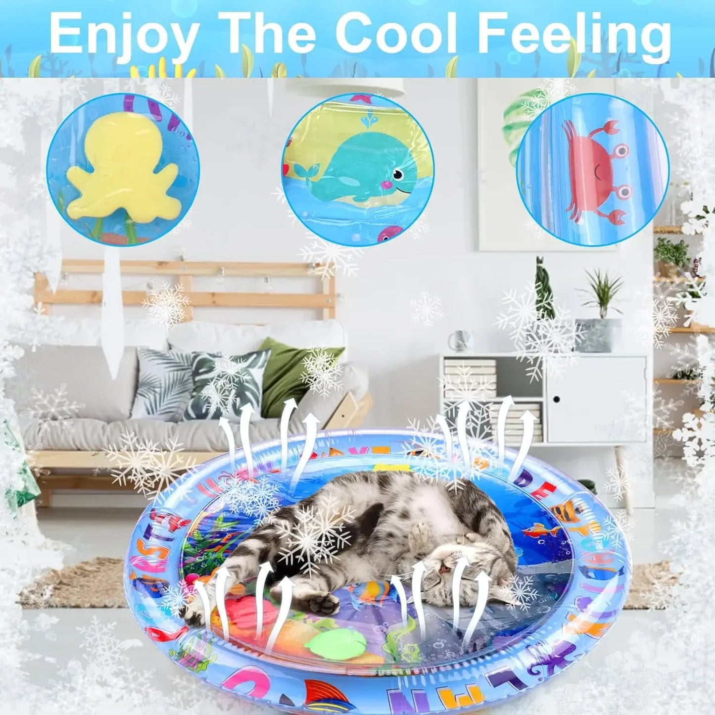 🌊 Tapete Sensorial Aquático Inflável – Diversão Refrescante e Estímulo para Cães e Gatos!