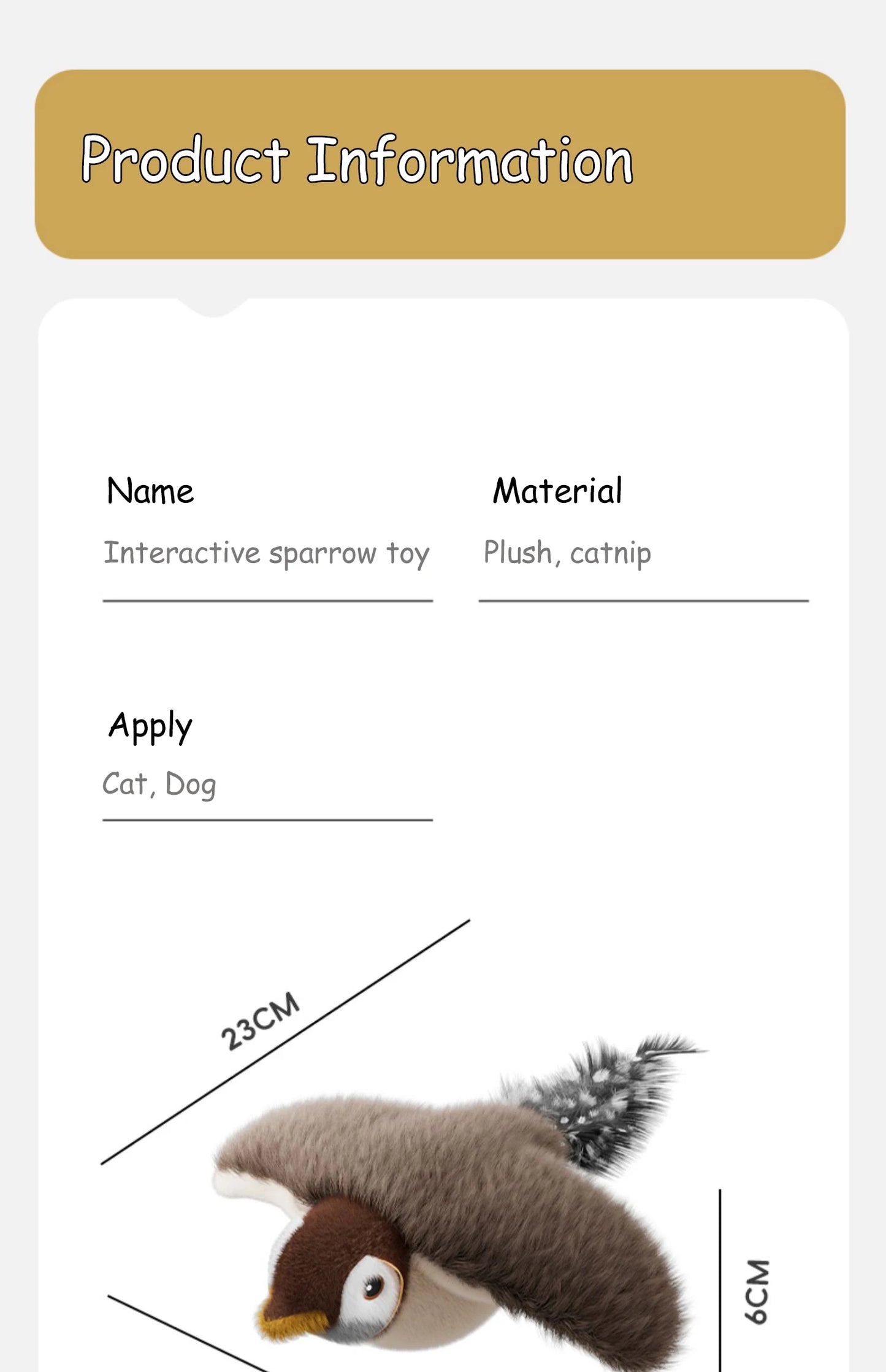 Pássaro de Pelúcia Interativo 4Cats – Brinquedo com Som, Movimento e Catnip Recarregável