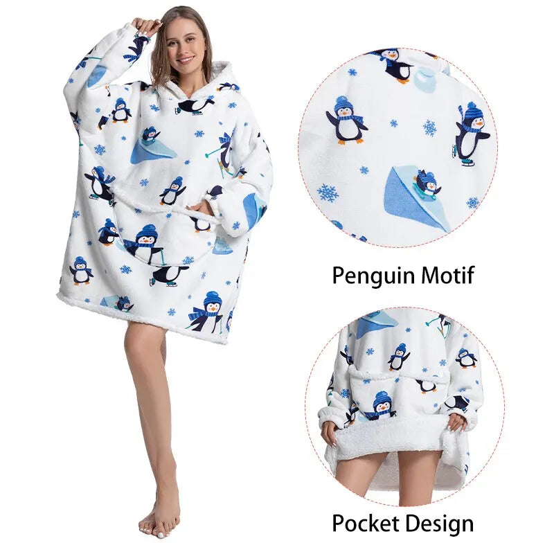 🐾 GiantHug 4Cats™ – Casaco Cobertor Oversized em Flanela Sherpa
💬 Sabe aquele cobertor que você ama? Agora ele tem mangas, capuz… e estilo.