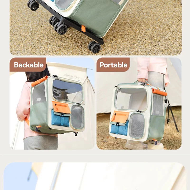 Mala Trolley para Gatos – Transporte com Rodinhas, Conforto e Estilo para Viagens