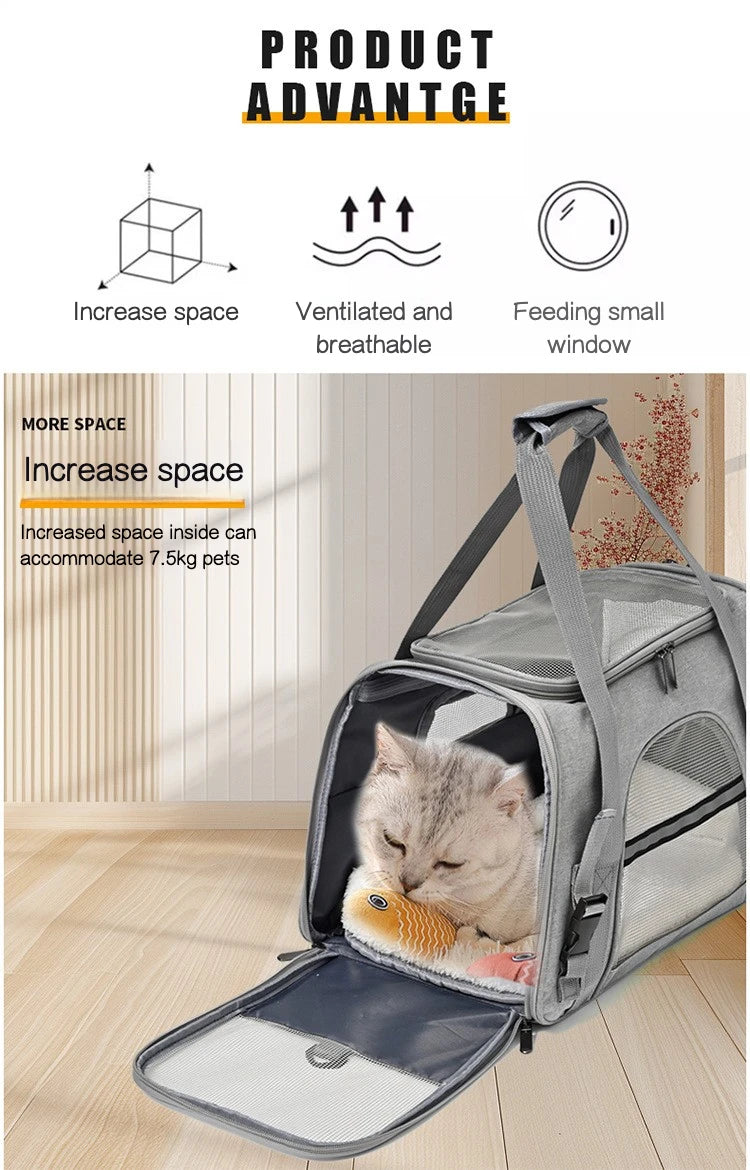 ✈️ Transportadora Portátil Respirável para Animais – Viaje com Segurança, Estilo e Tranquilidade!