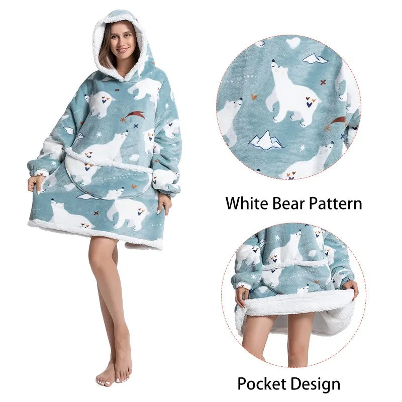 🐾 GiantHug 4Cats™ – Casaco Cobertor Oversized em Flanela Sherpa
💬 Sabe aquele cobertor que você ama? Agora ele tem mangas, capuz… e estilo.