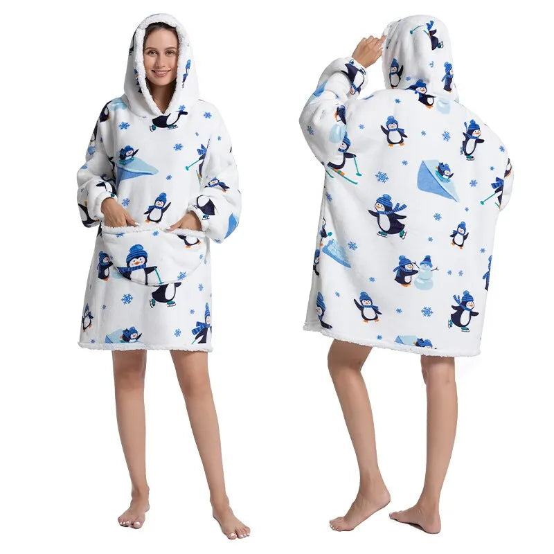 🐾 GiantHug 4Cats™ – Casaco Cobertor Oversized em Flanela Sherpa
💬 Sabe aquele cobertor que você ama? Agora ele tem mangas, capuz… e estilo.