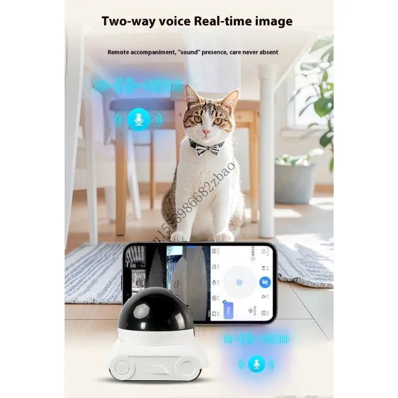 Veja, ouça e interaja com seu pet de qualquer lugar — câmera Full HD com visão noturna e rotação remota.