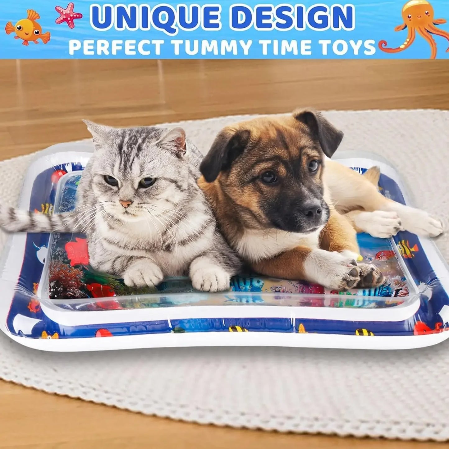 🌊 Tapete Sensorial Aquático Inflável – Diversão Refrescante e Estímulo para Cães e Gatos!