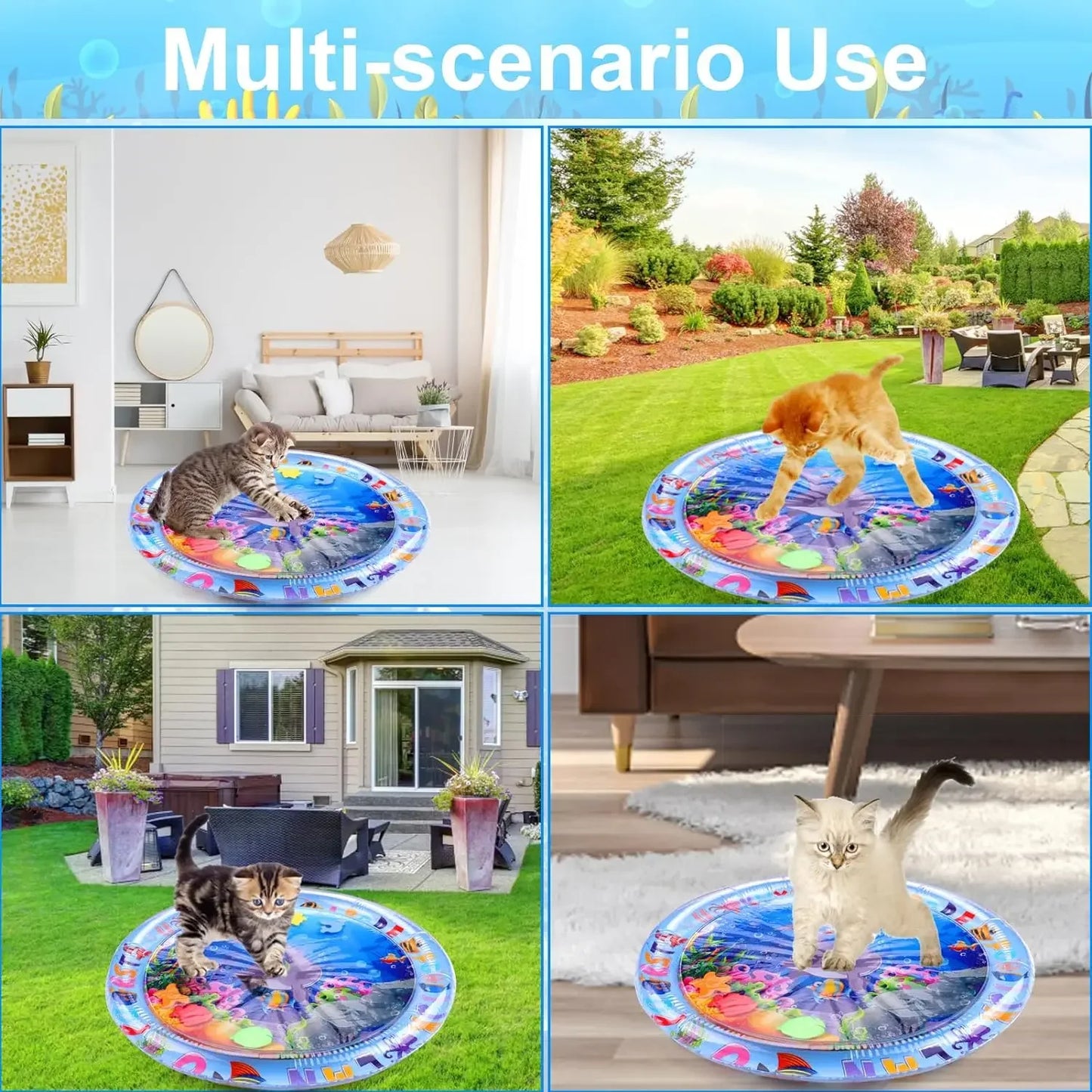 🌊 Tapete Sensorial Aquático Inflável – Diversão Refrescante e Estímulo para Cães e Gatos!