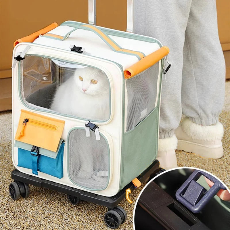 Mala Trolley para Gatos – Transporte com Rodinhas, Conforto e Estilo para Viagens