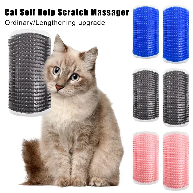 "Escova e Coçador de Canto para Gatos com Catnip: Auto-Massagem e Redução de Pelos para seu Felino Feliz"