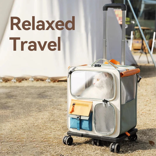 Mala Trolley para Gatos – Transporte com Rodinhas, Conforto e Estilo para Viagens