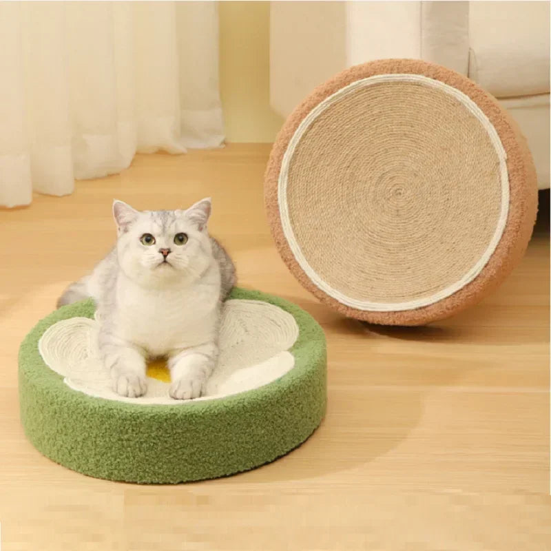😻 Arranhador Redondo de Sisal – Cama & Diversão 2 em 1 para Gatos!
